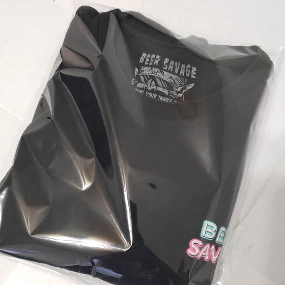 Beer Savage crewneck T-Shirt Men's xl Black 100% Cotton preowned - Picture 7 of 8